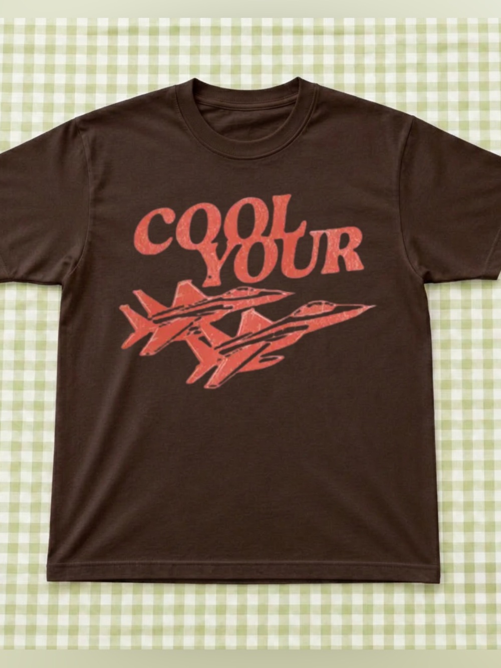 Gildan Brown COOL YOUR Jet Graphic Tee, Casual Style For Everyday Wear